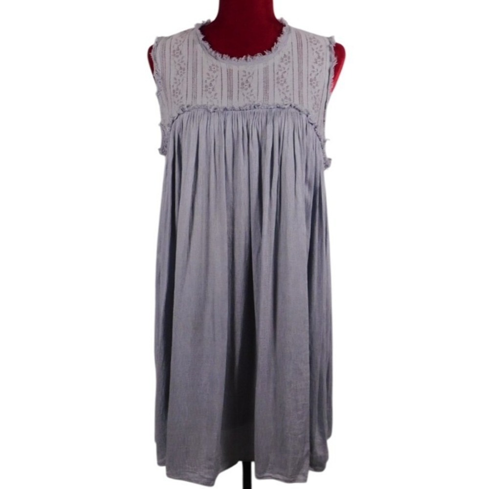 Altar'd State Gray Lace Ruffle Tiered Sleeveless Babydoll‎ Dress Sz L Bww20